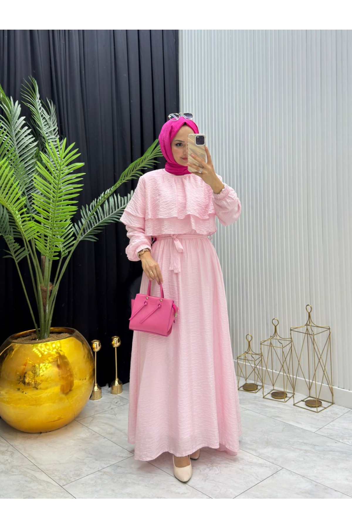 MELİS ELBİSE -PEMBE