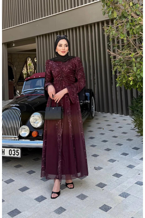 ZARAFET ELBİSE -BORDO